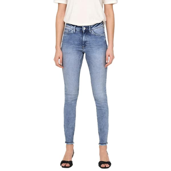 Only Jeans Med Mid Midja Blush Skinny Fit Ank Raw Rea694 Blå M / 32 Kvinna