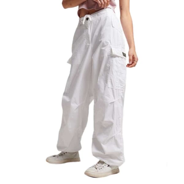 Superdry Vanliga Midjebyxor Vintage Baggy Parachute Vit M-L Kvinna