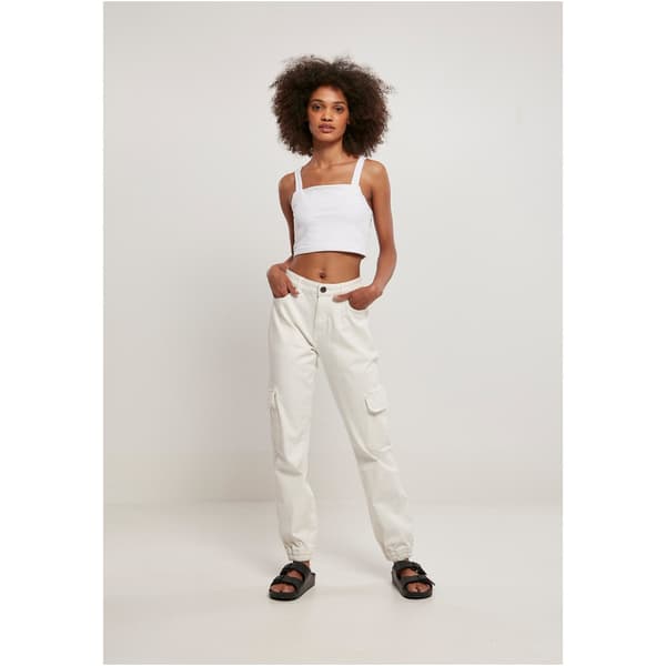 Urban Classics Jeans Med Høj Talje Organic Stretch Cargo Hvid 27 Kvinde
