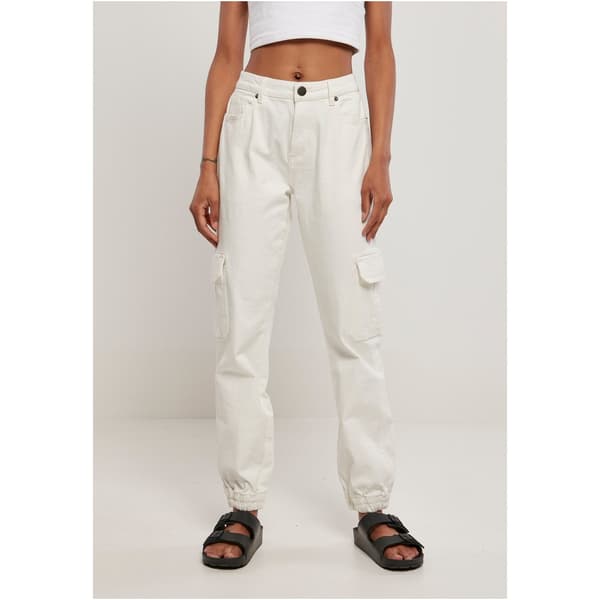 Urban Classics Jeans Med Høj Talje Organic Stretch Cargo Hvid 27 Kvinde