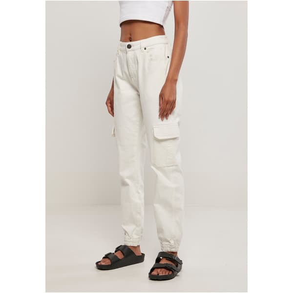Urban Classics Jeans Med Høj Talje Organic Stretch Cargo Hvid 27 Kvinde