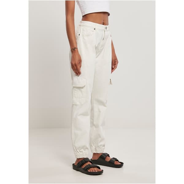 Urban Classics Jeans Med Høj Talje Organic Stretch Cargo Hvid 27 Kvinde