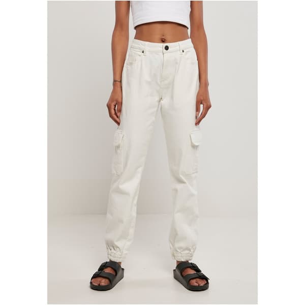 Urban Classics Jeans Med Høj Talje Organic Stretch Cargo Hvid 27 Kvinde