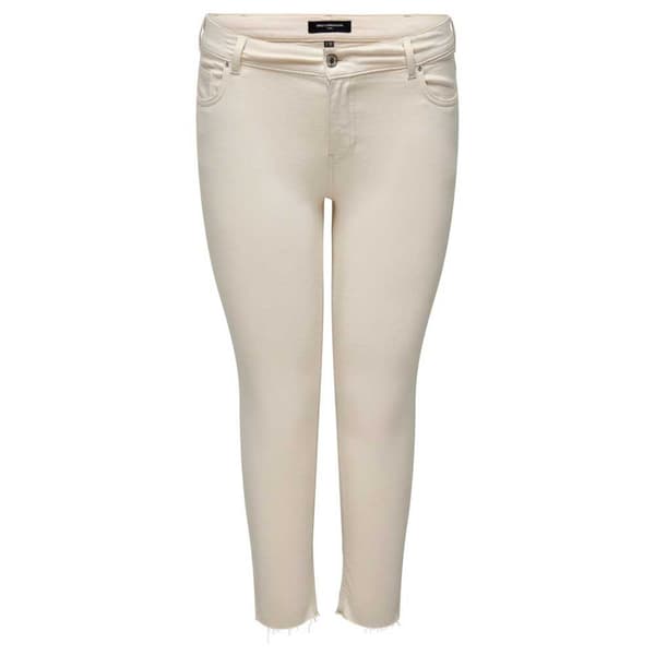 Only Carmakoma Tavalliset Vyötäröfarkut Willy Ank Raw Skinny Fit Dot019 Beige 50 / 32 Nainen