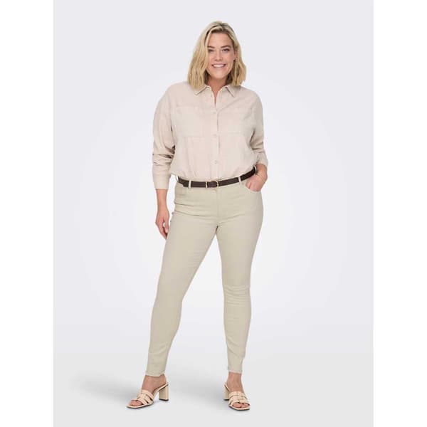 Only Carmakoma Tavalliset Vyötäröfarkut Willy Ank Raw Skinny Fit Dot019 Beige 50 / 32 Nainen