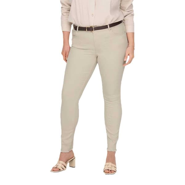 Only Carmakoma Tavalliset Vyötäröfarkut Willy Ank Raw Skinny Fit Dot019 Beige 50 / 32 Nainen