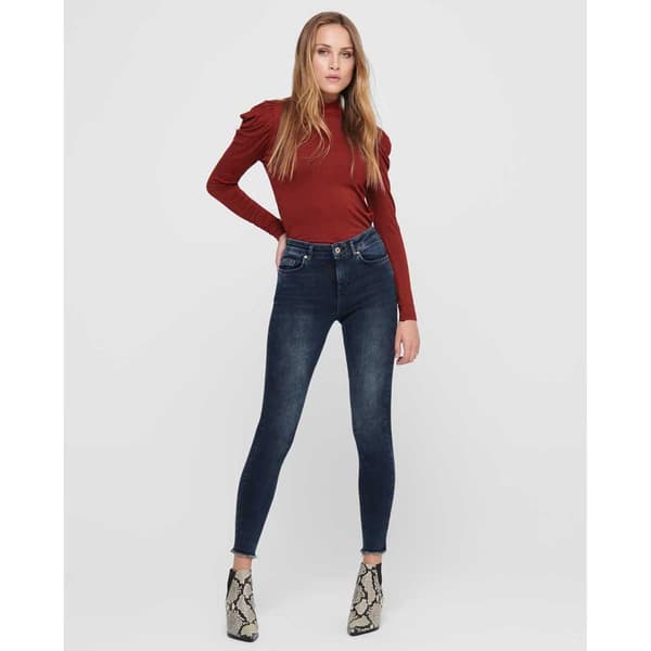 Only Jeans Blush Life Mid Waist Skinny Ankle Blå S / 34 Kvinde