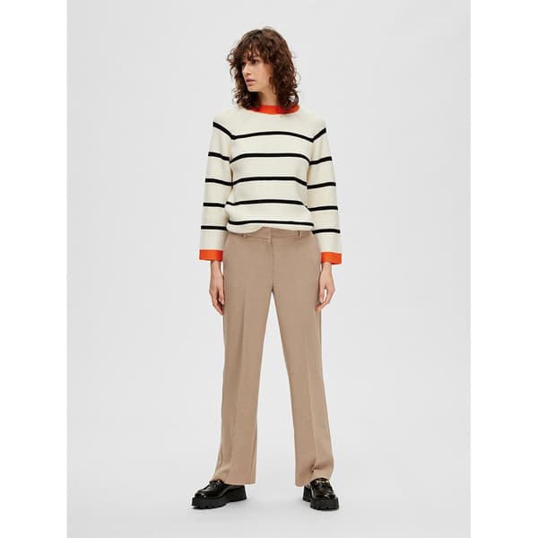 Selected Byxor Med Mid Midja Rita Wide Fit Beige 38 / 30 Kvinna