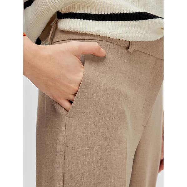 Selected Byxor Med Mid Midja Rita Wide Fit Beige 34 / 30 Kvinna