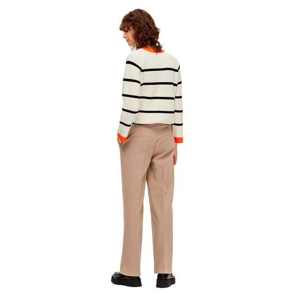 Selected Byxor Med Mid Midja Rita Wide Fit Beige 34 / 30 Kvinna