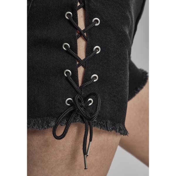 Urban Classics Shorts Waist Denim Lace Up Sort 29 Kvinde