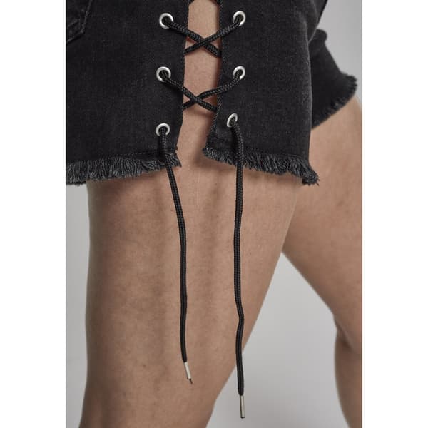 Urban Classics Shorts Waist Denim Lace Up Sort 29 Kvinde