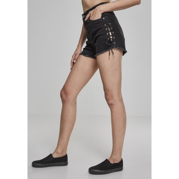 Urban Classics Shorts Waist Denim Lace Up Sort 29 Kvinde