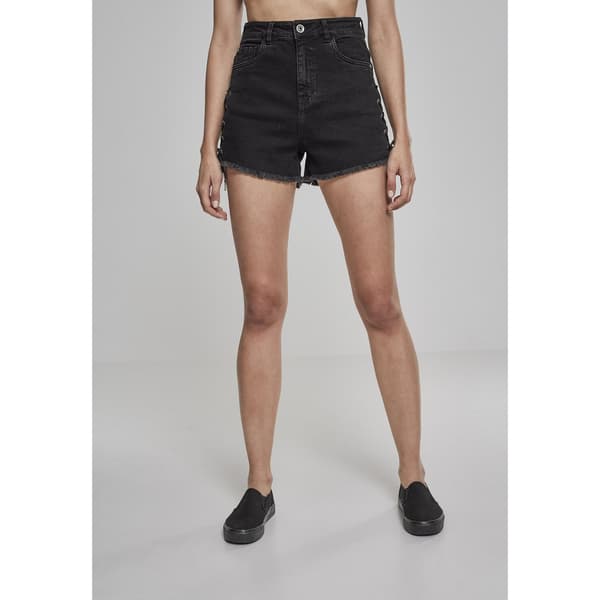 Urban Classics Shorts Waist Denim Lace Up Sort 29 Kvinde