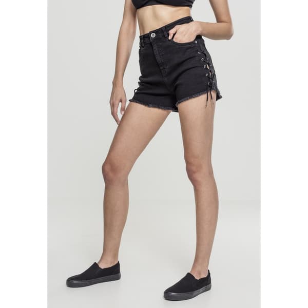 Urban Classics Shorts Waist Denim Lace Up Sort 29 Kvinde