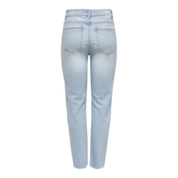 Only Jeans Med Hög Midja Emily Straight Raw Blå 32 / 34 Kvinna