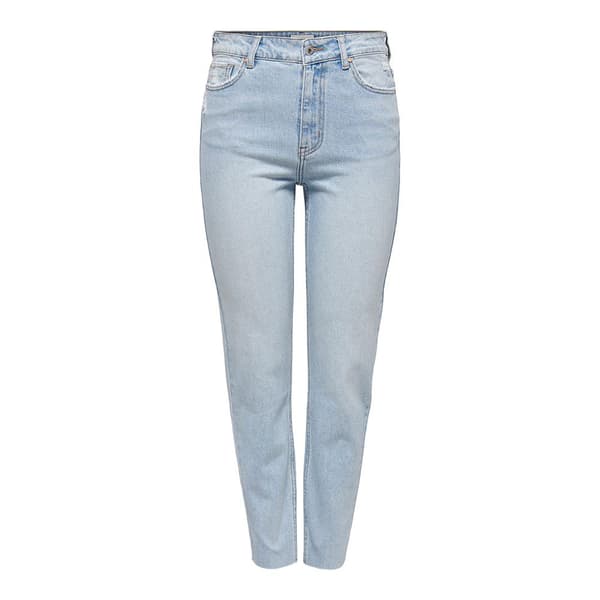 Only Jeans Med Hög Midja Emily Straight Raw Blå 32 / 34 Kvinna