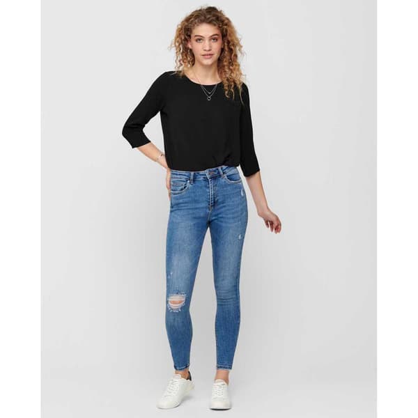 Only Jeans Mila Life High Waist Skinny Destroy Bj139945 Blå 26 / 34 Kvinna