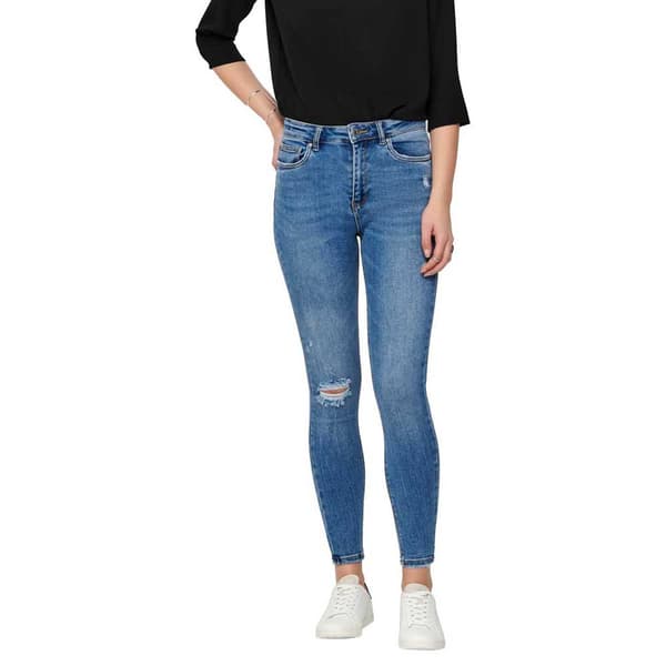 Only Jeans Mila Life High Waist Skinny Destroy Bj139945 Blå 26 / 34 Kvinna