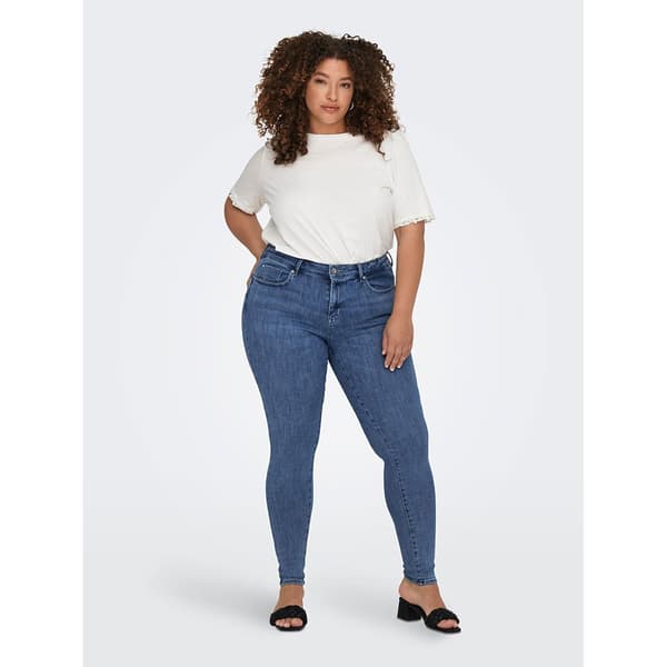 Only Carmakoma Keskivyötäröiset Farkut Power Skinny Push Up Rea2981 Sininen 50 / 32 Nainen