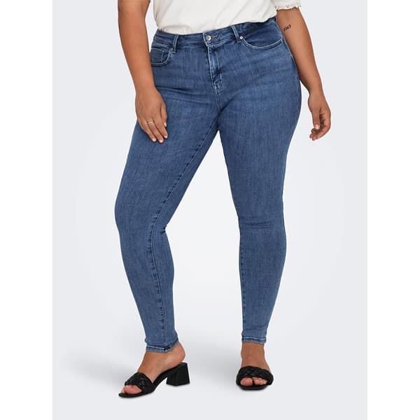 Only Carmakoma Keskivyötäröiset Farkut Power Skinny Push Up Rea2981 Sininen 50 / 32 Nainen