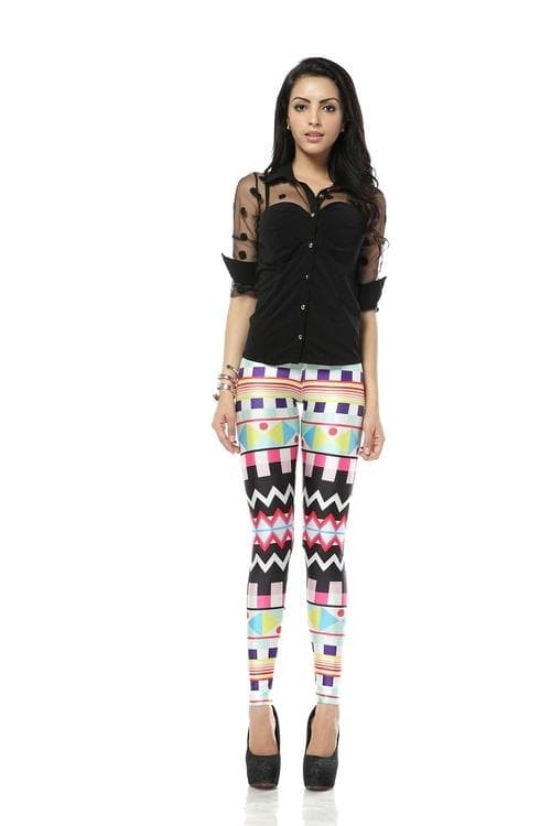 Färgglada Mönstrade Aztec Leggings
