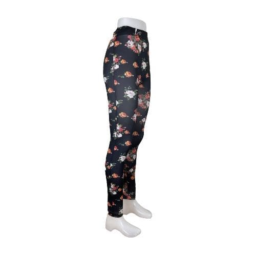 Svarta Leggings med Blommor