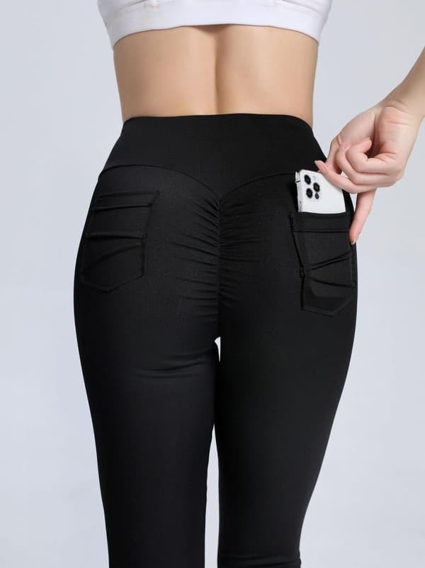Svarta Leggings med Fickor