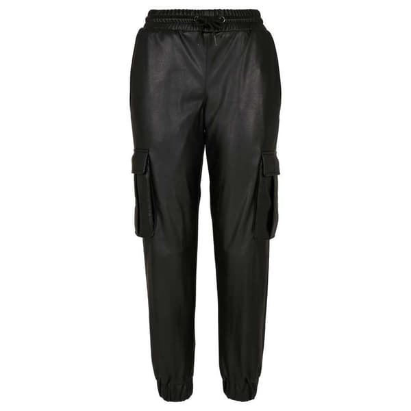 Urban Classics Cargobukser Med Mellemtalje Faux Leather Sort M Kvinde