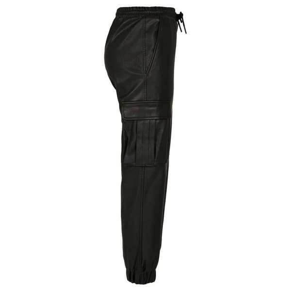 Urban Classics Cargobukser Med Mellemtalje Faux Leather Sort M Kvinde