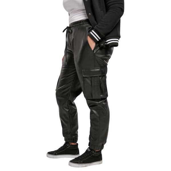 Urban Classics Cargobukser Med Mellemtalje Faux Leather Sort M Kvinde