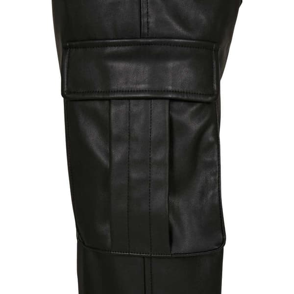 Urban Classics Cargobukser Med Mellemtalje Faux Leather Sort M Kvinde