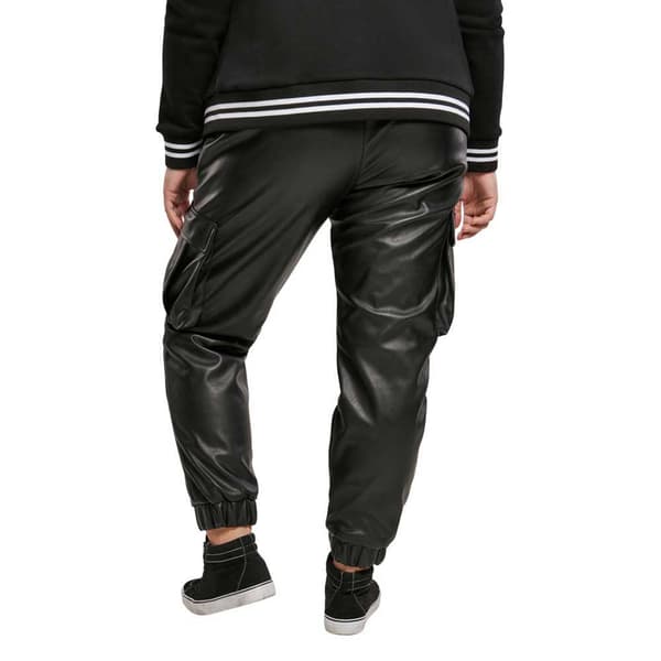 Urban Classics Cargobukser Med Mellemtalje Faux Leather Sort M Kvinde