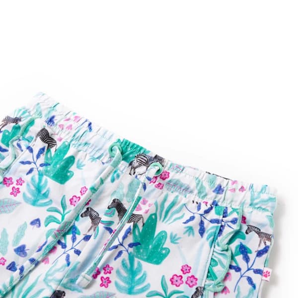 vidaXL Barnshorts med snöre ecru och mörk mintgrön 104