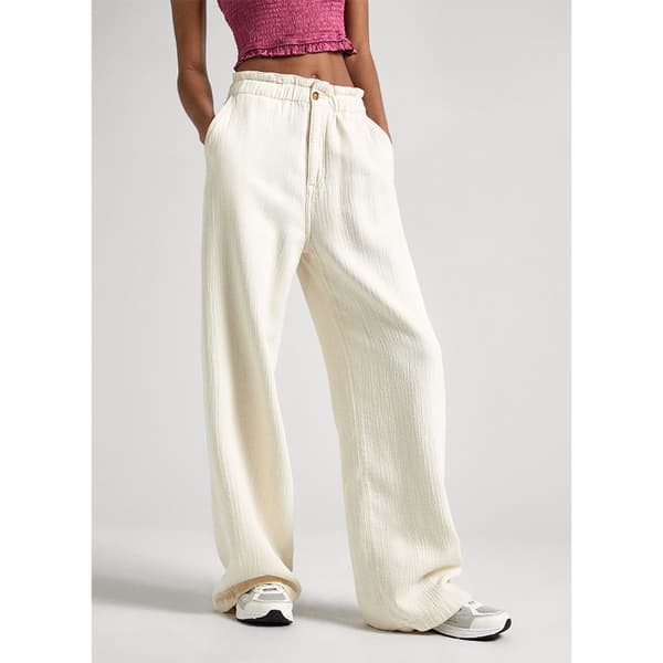 Pepe Jeans Korkeavyötäröiset Housut Loose St Ecru Pinkki S / 32 Nainen