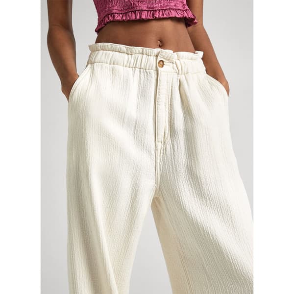 Pepe Jeans Korkeavyötäröiset Housut Loose St Ecru Pinkki S / 32 Nainen