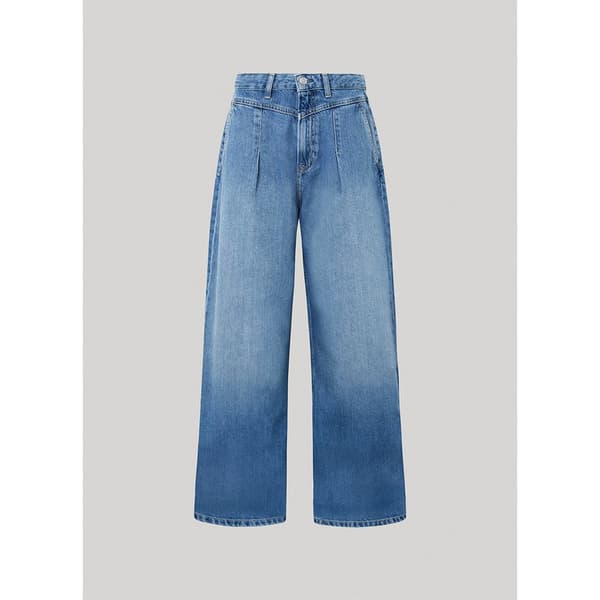 Pepe Jeans Wide Leg Pleat Fit Höga Jeans Blå 28 / 34 Kvinna