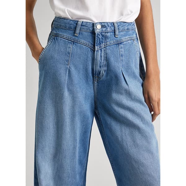 Pepe Jeans Wide Leg Pleat Fit Höga Jeans Blå 28 / 34 Kvinna