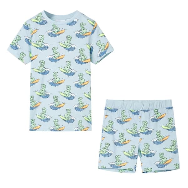 vidaXL Barnpyjamas med korta ärmar ljusblå 104
