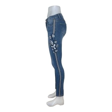 Blå Jeans med stripe på sidorna och mönster Small