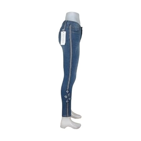 Blå Jeans med stripe på sidorna och mönster XS