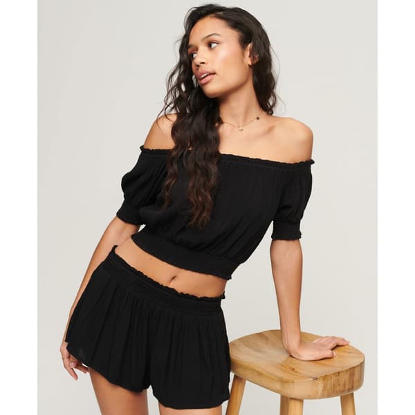 Superdry Smocked Beach Shortsit Musta M Nainen
