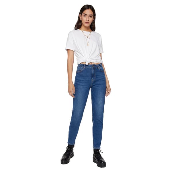 Pieces Kesia Mom High Waist Ankle Farkut Sininen S Nainen
