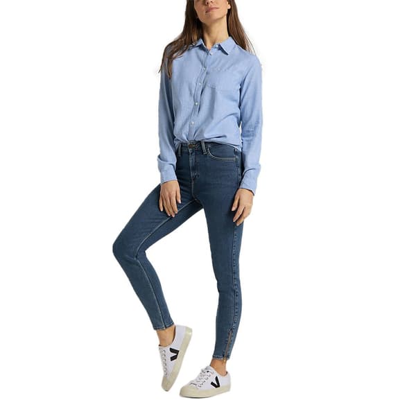 Lee Scarlett High Waist Zip Jeans Blå 34 / 33 Kvinde