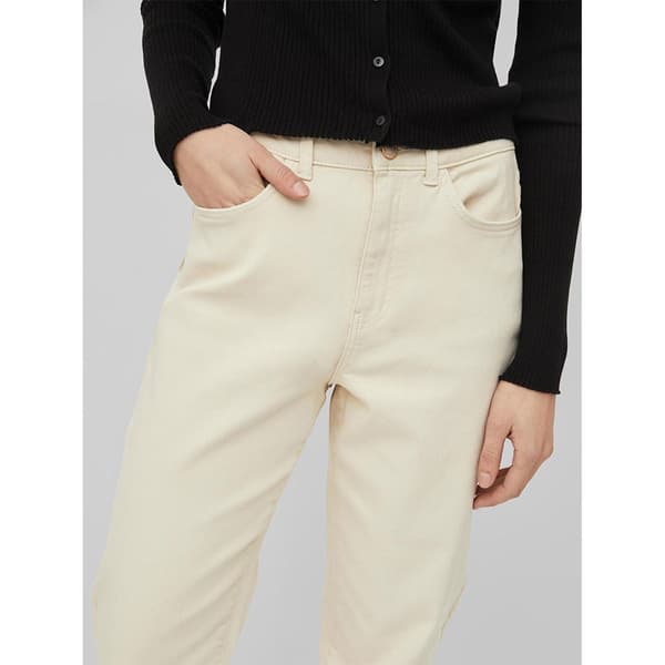 Vila Naomi Jo Color Mom Fit Högmidjadeans Beige 42 / 30 Kvinna