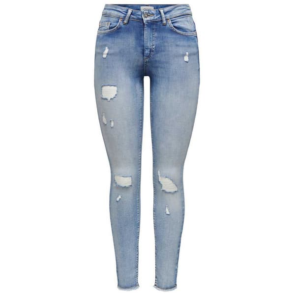 Only Blush Life Mid Waist Skinny Raw Ankle Dt Jeans Blå XS / 32 Kvinde