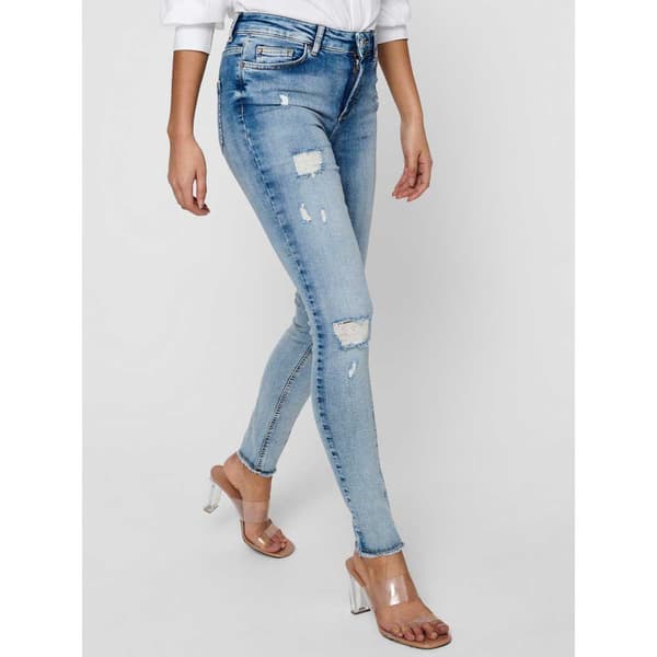 Only Blush Life Mid Waist Skinny Raw Ankle Dt Jeans Blå XS / 32 Kvinde