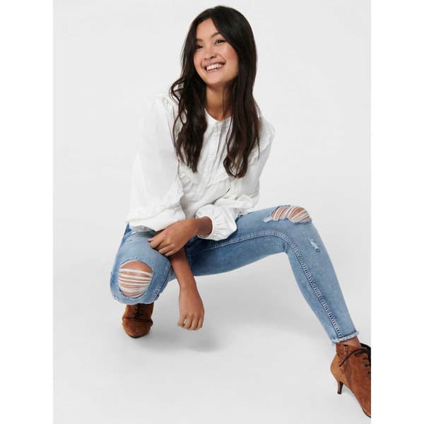 Only Blush Life Mid Waist Skinny Raw Ankle Dt Jeans Blå XS / 32 Kvinde