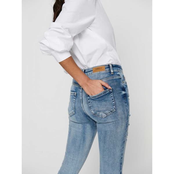 Only Blush Life Mid Waist Skinny Raw Ankle Dt Jeans Blå XS / 32 Kvinde