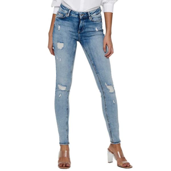 Only Blush Life Mid Waist Skinny Raw Ankle Dt Jeans Blå XS / 32 Kvinde